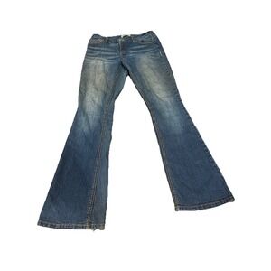 L.E.I. Juniors Size 7 Long Bootcut Jeans Blue Medium Wash Stretch Denim